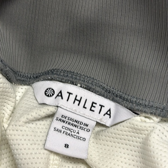 Athleta Brooklyn Textured 16" Skirt Skort Gray White Stripe Size 8 Activewear - Picture 6 of 8